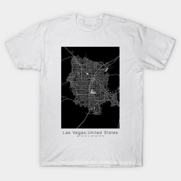 las vegas map print poster tshirt T-Shirt by Genetics art